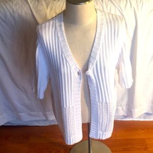 Short sleeve 1 button white short sleeve cardigan